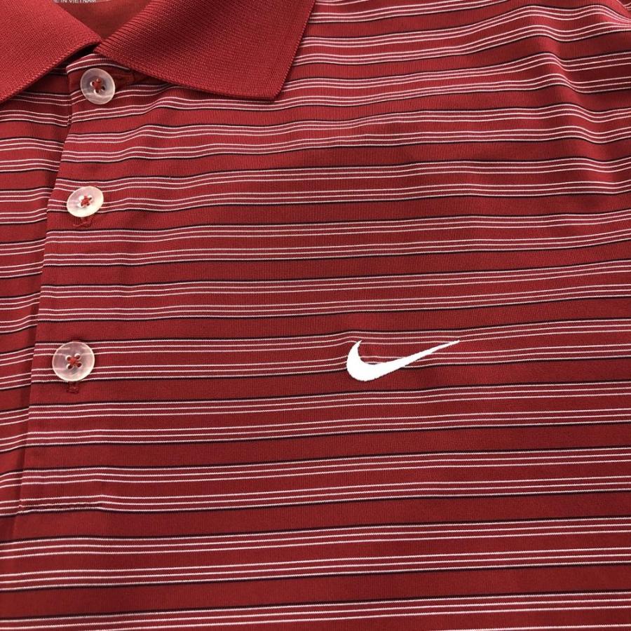 NIKE ナイキ 半袖ポロシャツ レッド×白 ボーダー ロゴ刺しゅう NIKE ナイキ 半袖ポロシャツ レッド×白 ボーダー ロゴ刺しゅう