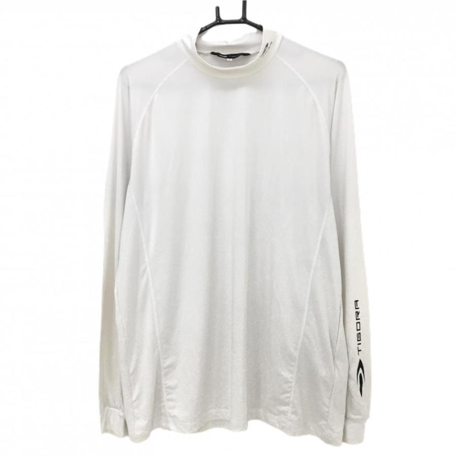 TIGORA（ティゴラ） 長袖ハイネックシャツ 白 ネック・袖プリント