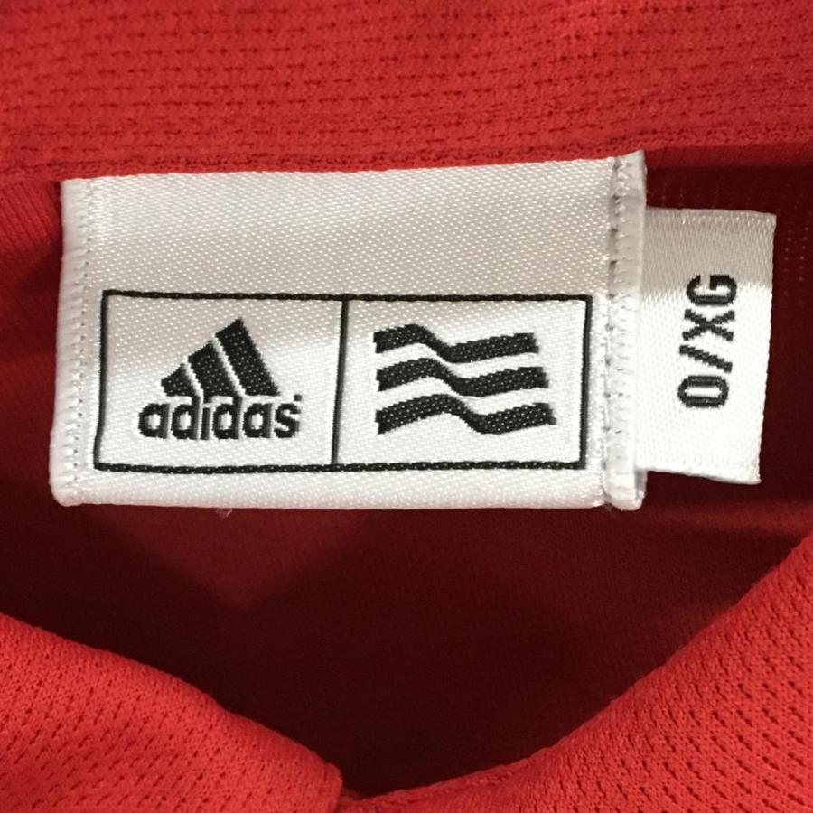 adidas（アディダス） 長袖ポロシャツ レッド×黒 胸3ライン 背面ロゴ