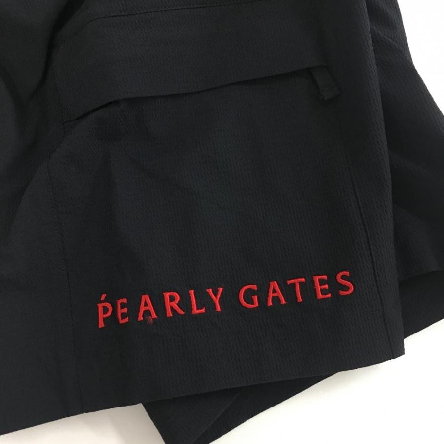 PEARLY GATES（パーリーゲイツ） カーゴハーフパンツ 黒×レッド 織生地