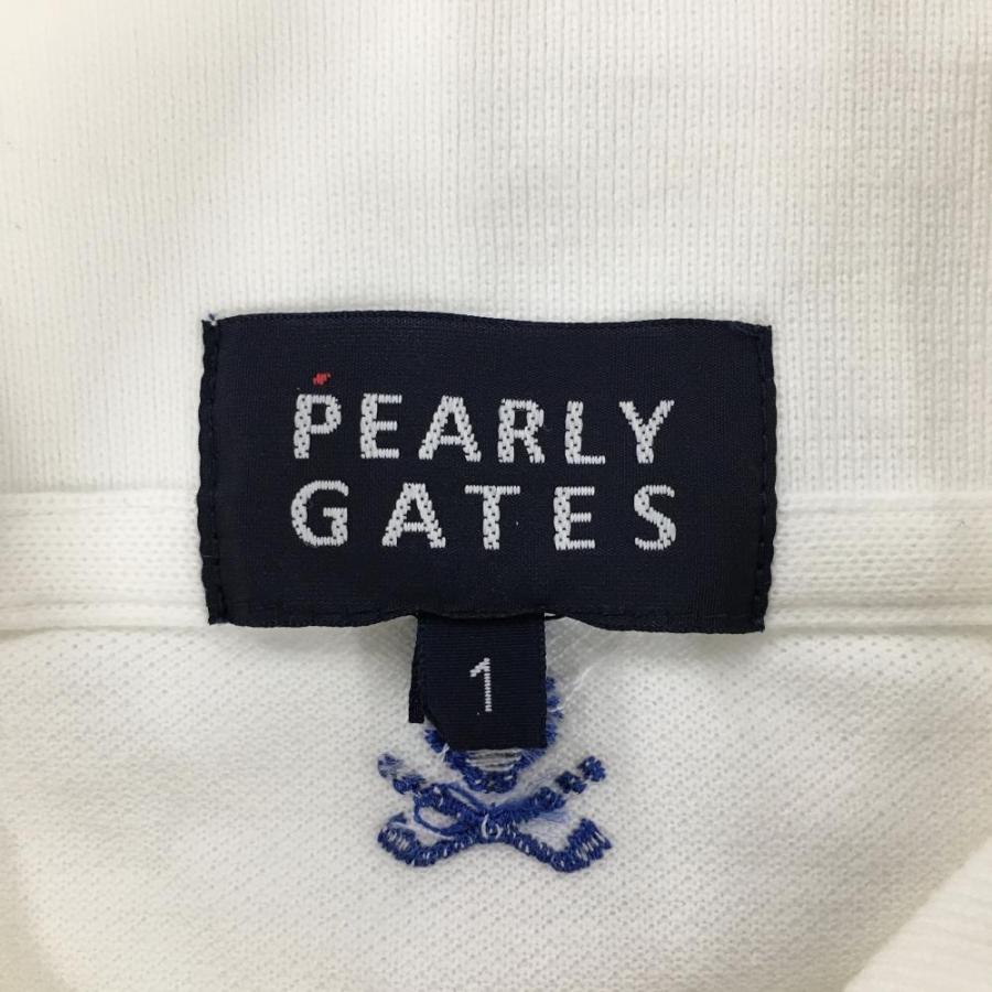 PEARLY GATES パーリーゲイツ 半袖ポロシャツ 白×ブルー スカル PEARLY GATES パーリーゲイツ 半袖ポロシャツ 白×ブルー スカル
