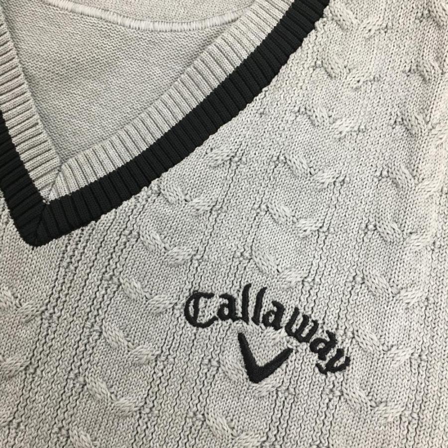 Callaway（キャロウェイ） ニットベスト グレー×黒 前面ケーブル編み
