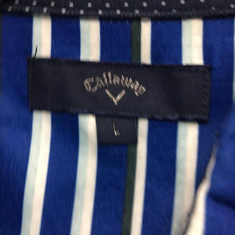 Callaway（キャロウェイ） 半袖ポロシャツ ブルー×白 ストライプ 織
