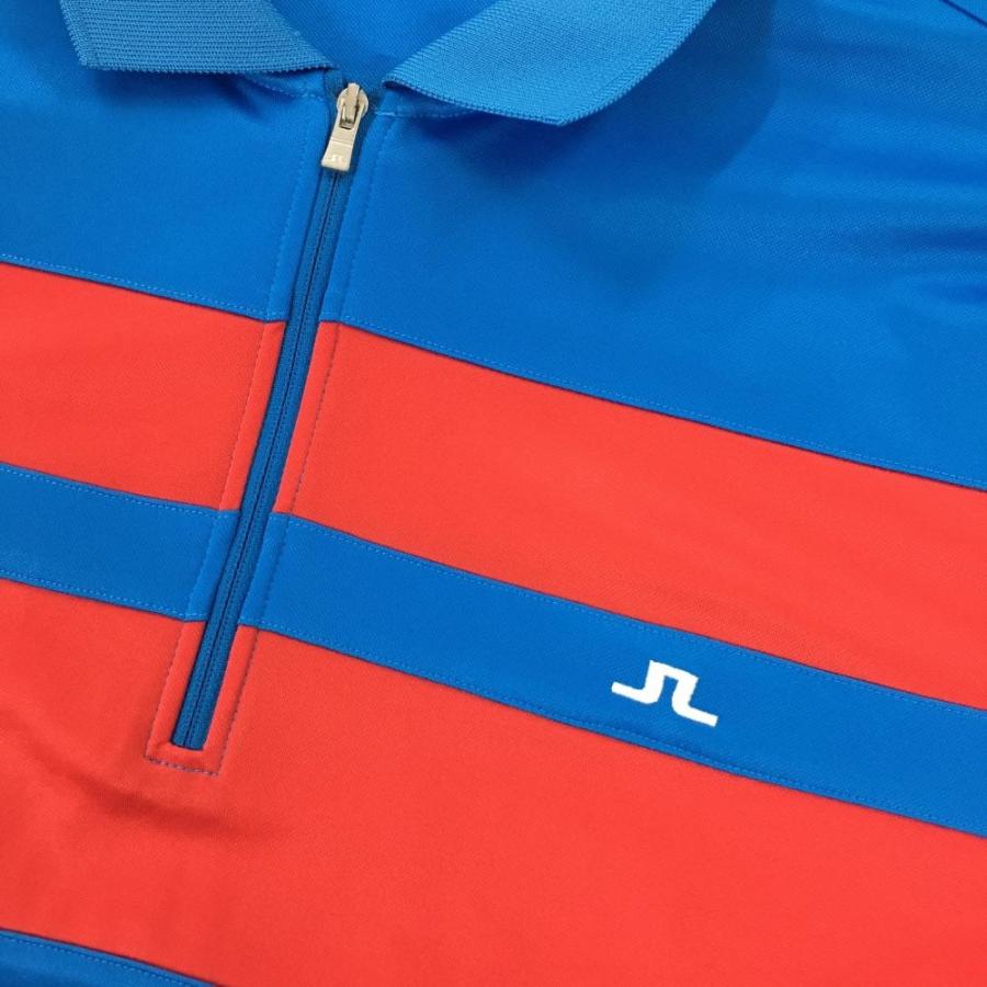 J.LINDEBERG（ジェイリンドバーグ） 半袖ポロシャツ ブルー×レッド 胸