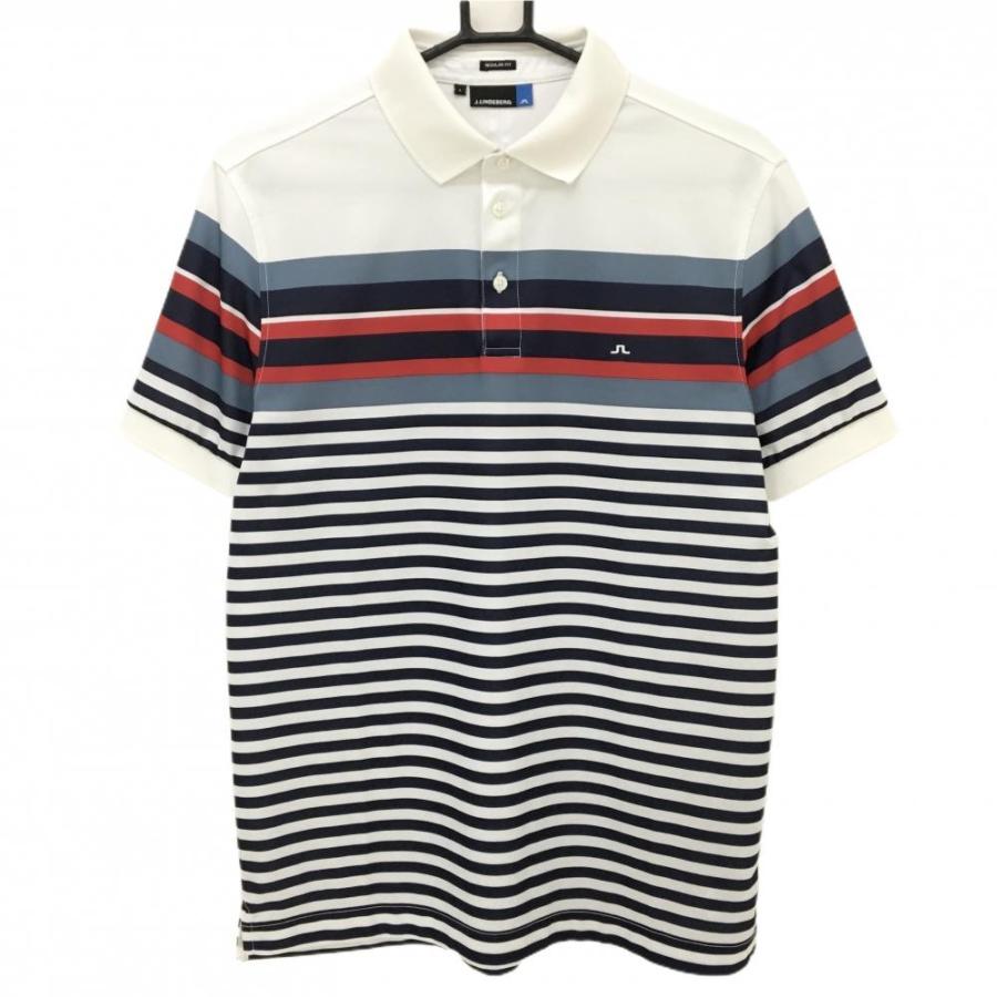 新品タグ付】ジェイリンドバーグ 半袖シャツ ネイビー×白 ゴルフシャツ