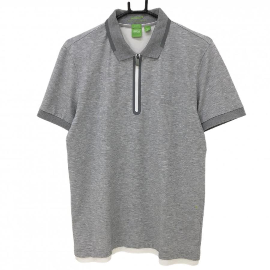 HUGO BOSS（ヒューゴ・ボス） 半袖ポロシャツ 杢グレー ハーフジップ 