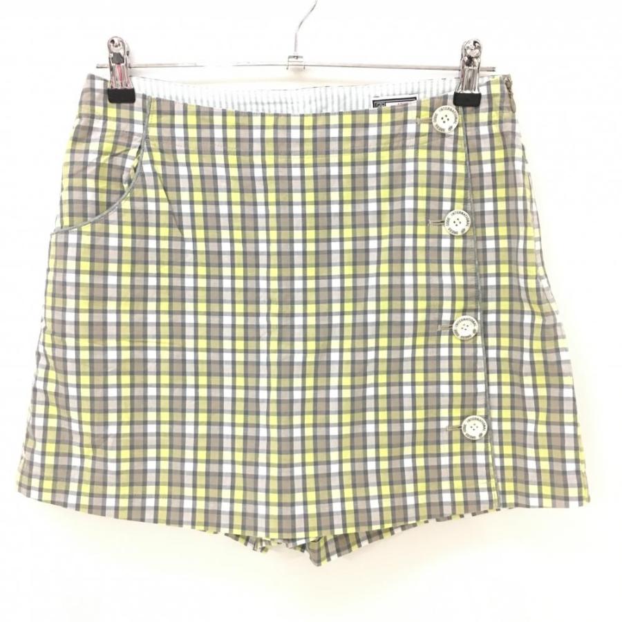 ゾーイ キュロットスカート ライトグレー×イエロー チェック サイド