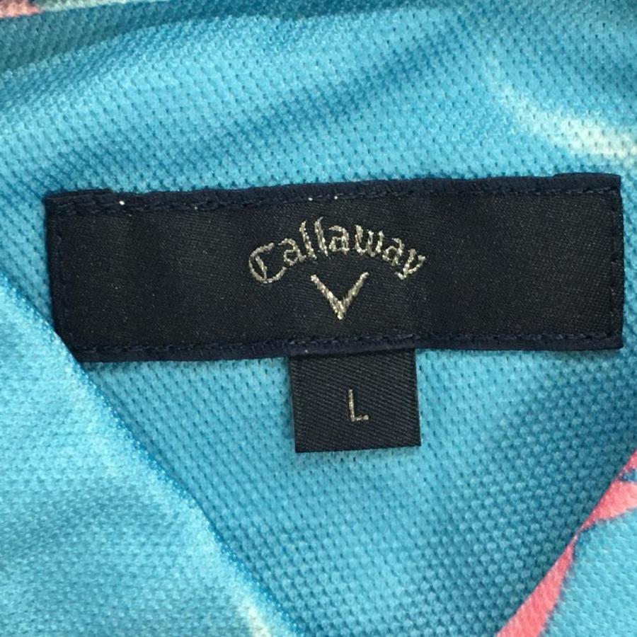 Callaway（キャロウェイ） 半袖ポロシャツ ライトブルー×ピンク