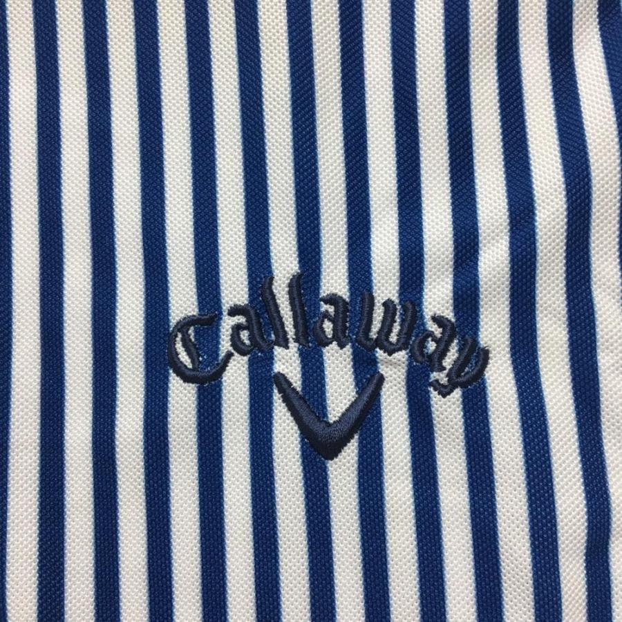 Callaway（キャロウェイ） 半袖ポロシャツ 白×ネイビー ストライプ柄