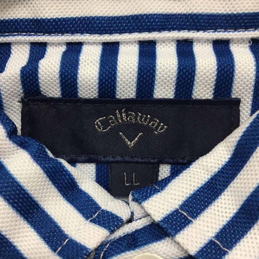 Callaway（キャロウェイ） 半袖ポロシャツ 白×ネイビー ストライプ柄