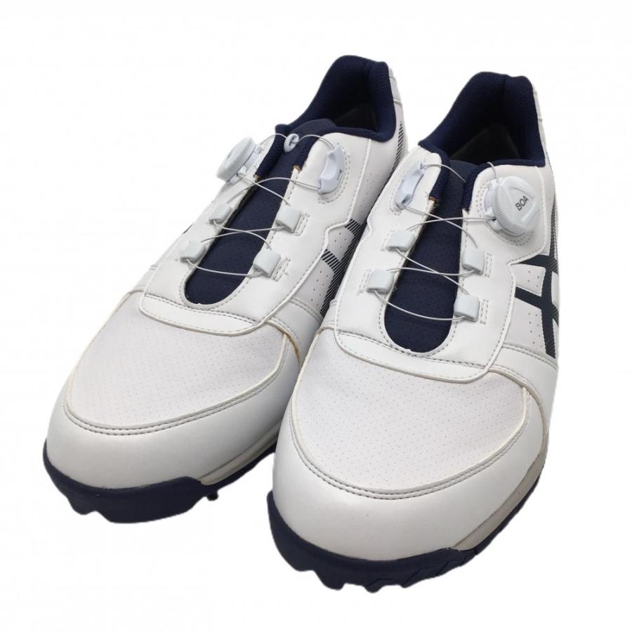 超美品】アシックス ゴルフシューズ 白×ネイビー 113A003 BOA メンズ