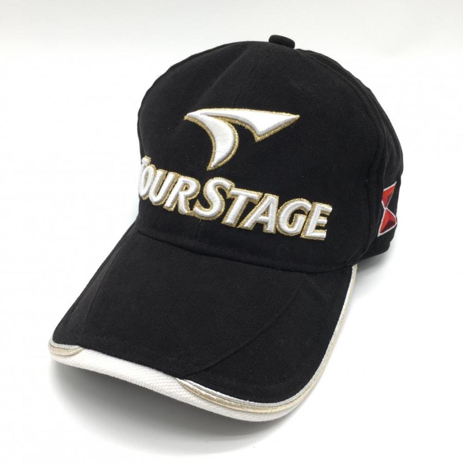 TOURSTAGE ツアーステージ キャップ 黒×白 立体ロゴ刺しゅう ラメ糸 LL 
