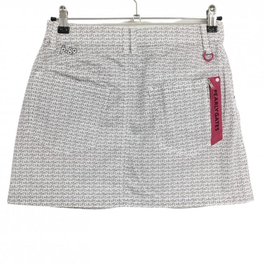 PEARLY GATES パーリーゲイツ スカート 白×グレー ロゴ総柄