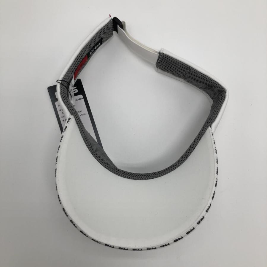 新品】ピン サンバイザー 白 つば縁ロゴ FREE（57-59cm） ゴルフウェア