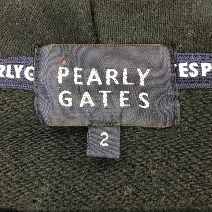 PEARLY GATES パーリーゲイツ ジップパーカー 黒×白 肩ロゴ PEARLY GATES パーリーゲイツ ジップパーカー 黒×白 肩ロゴ