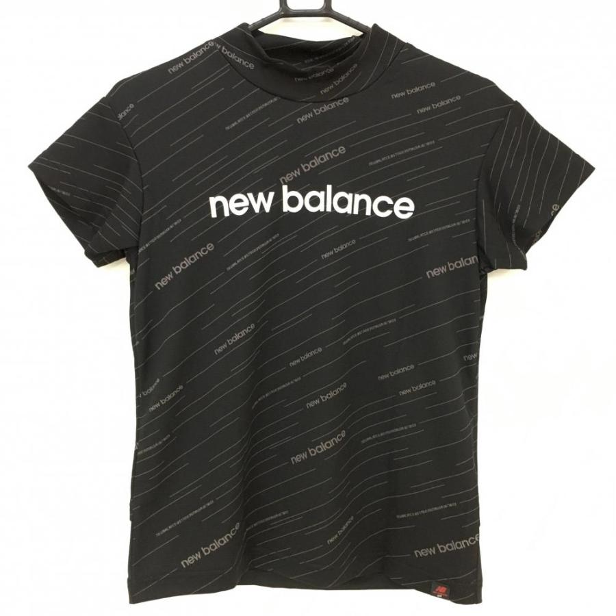 New Balance（ニューバランス） 半袖ハイネックシャツ 黒×グレー 斜め
