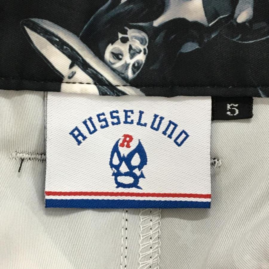 Russeluno（ラッセルノ） ハーフパンツ 黒×グレー スカル柄 ルチャ顔