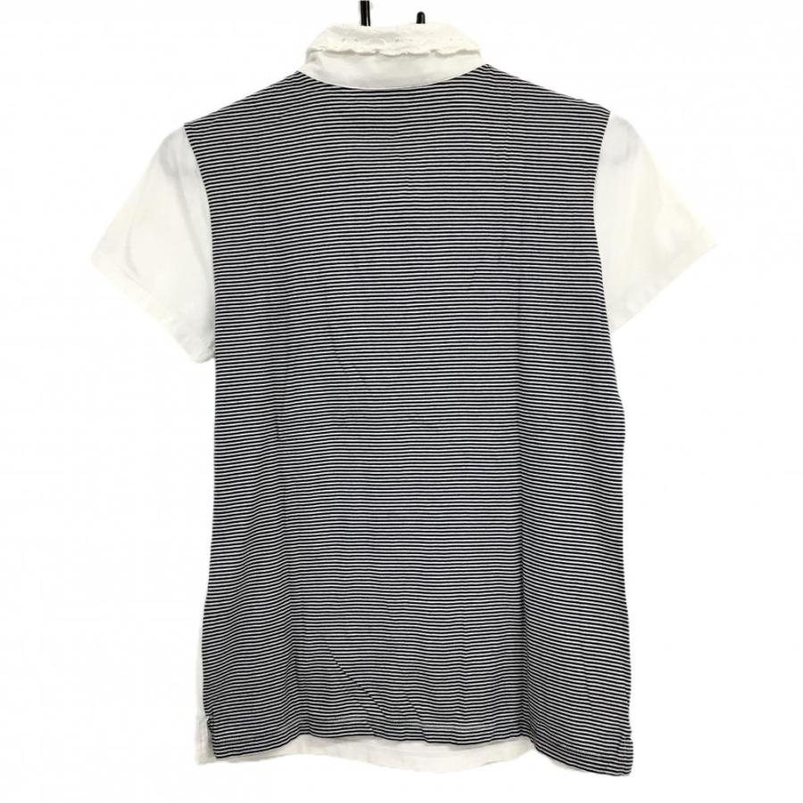 and per se アンパスィ 半袖ポロシャツ 白×ネイビー 背面 and per se アンパスィ 半袖ポロシャツ 白×ネイビー 背面