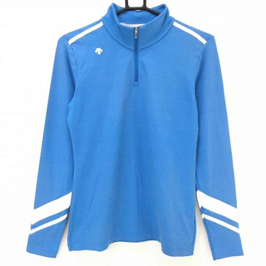 DESCENTE デサントゴルフ 長袖ハイネックシャツ ライトブルー×白 DESCENTE デサントゴルフ 長袖ハイネックシャツ ライトブルー×白