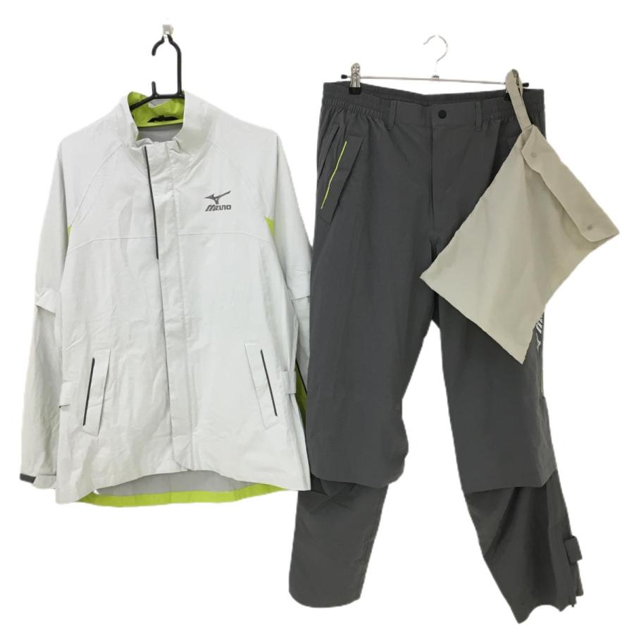 ミズノ　ゴルフ　レインウェアセット ホワイトジャケット ネイビーパンツ MIZUNO（ミズノ） レインウェア上下セット（2WAYブルゾン×パンツ）白