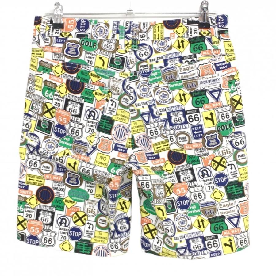 Jack Bunny!! ジャックバニー ハーフパンツ 白×マルチ 標識総柄