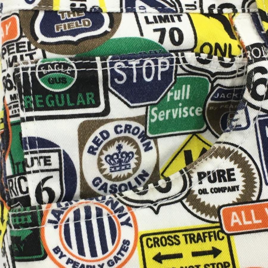 Jack Bunny!! ジャックバニー ハーフパンツ 白×マルチ 標識総柄