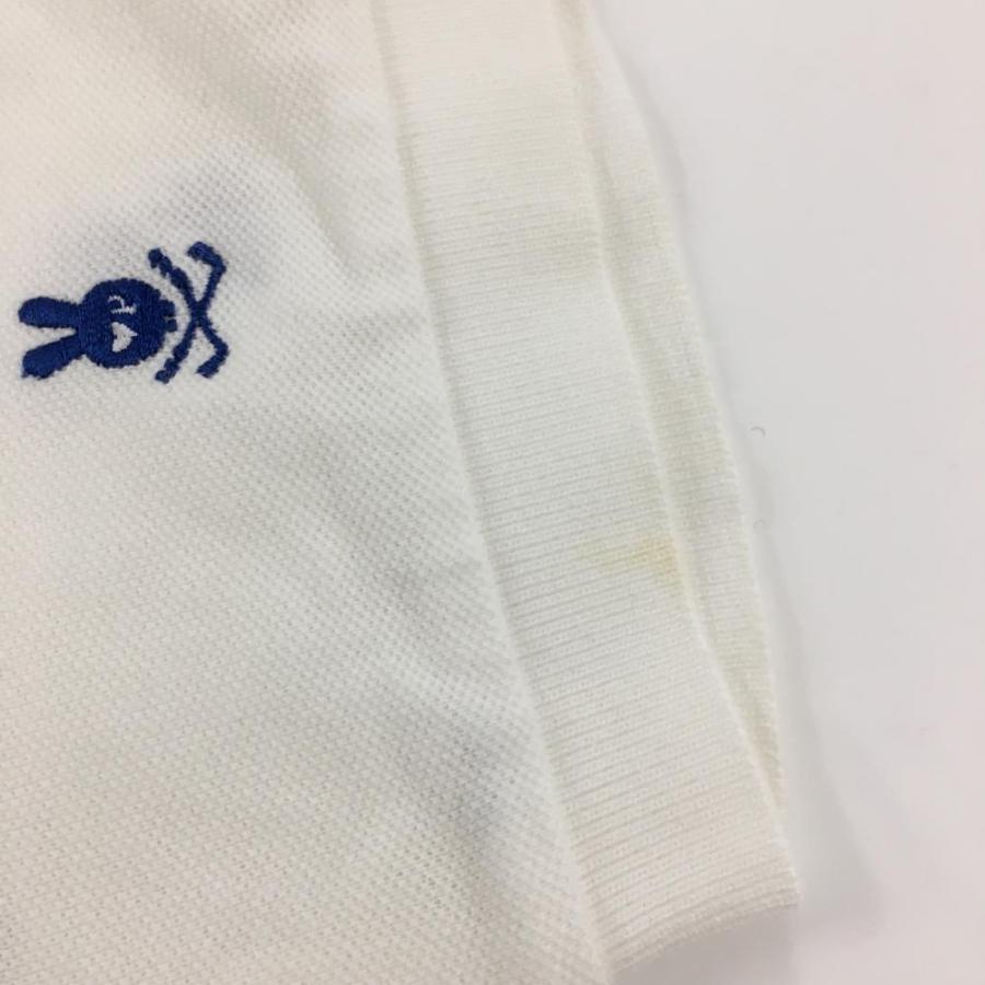 パーリーゲイツ 半袖ポロシャツ 白×ブルー スカルラビット