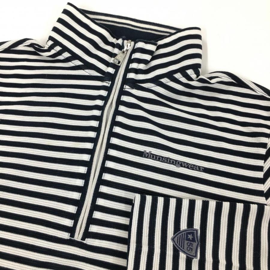 Munsingwear（マンシングウェア） 長袖ハイネックシャツ ネイビー×白