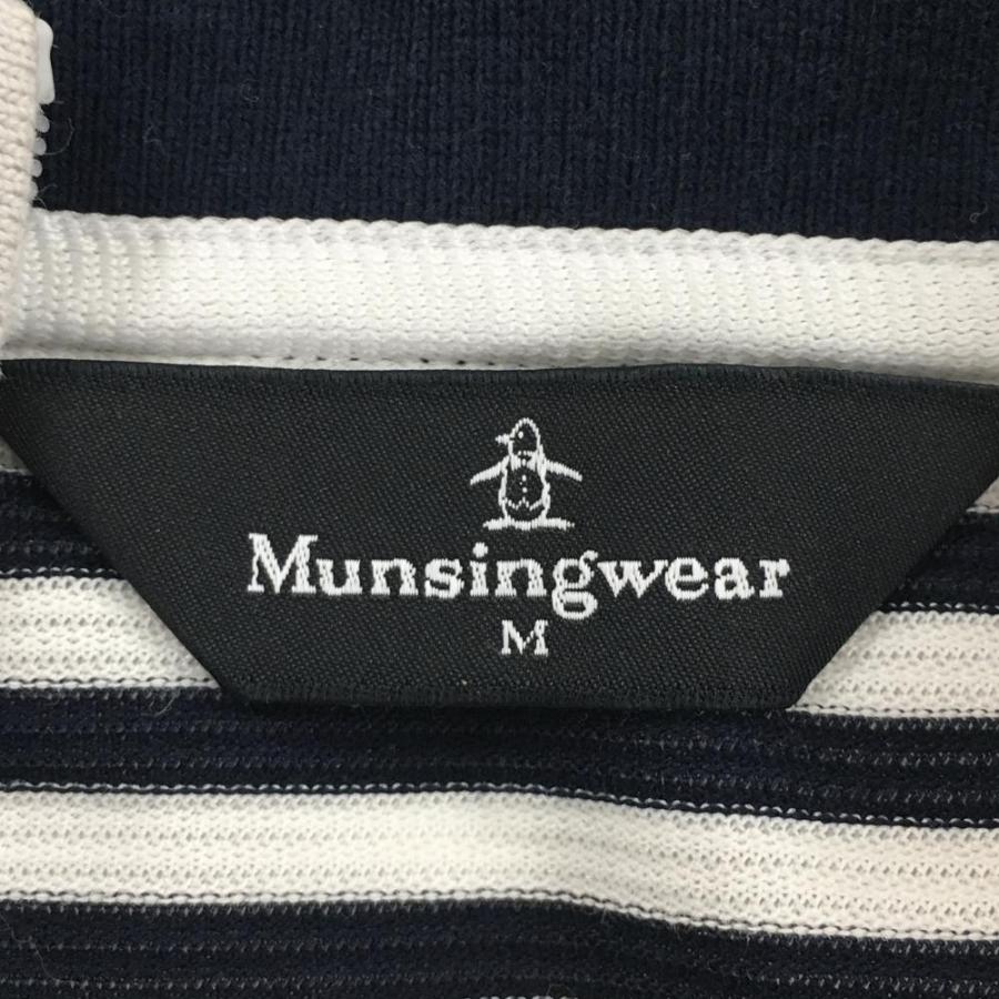 Munsingwear（マンシングウェア） 長袖ハイネックシャツ ネイビー×白