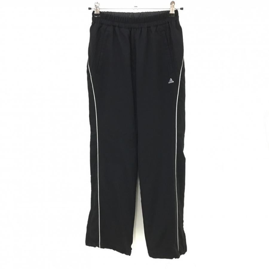 adidas アディダス パンツ 黒×シルバー サイドライン 裾ドロー adidas アディダス パンツ 黒×シルバー サイドライン 裾ドロー