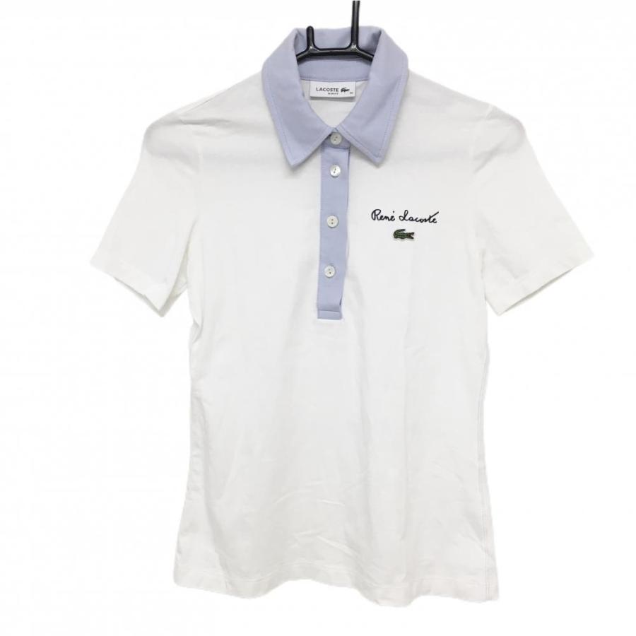 LACOSTE（ラコステ） 半袖ポロシャツ 白×ライトブルー ロゴワッペン