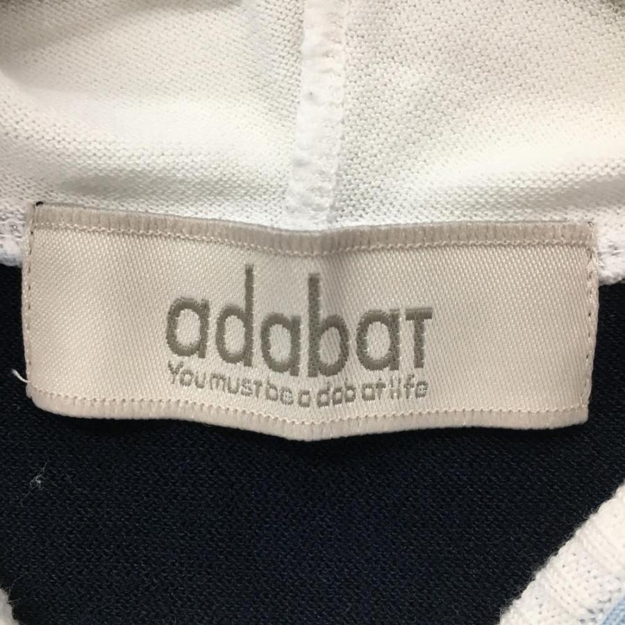 adabat（アダバット） 半袖ニットジップパーカー 白×ブルー ボーダー