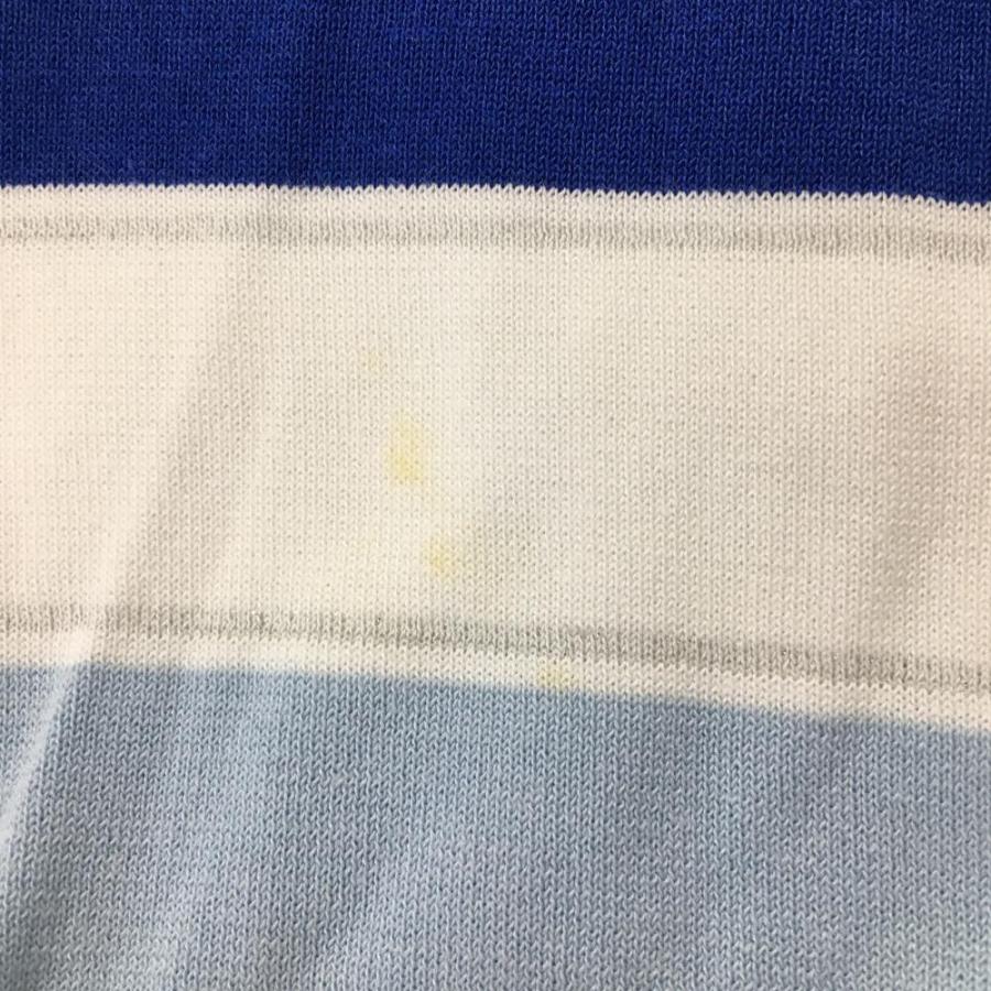 adabat（アダバット） 半袖ニットジップパーカー 白×ブルー ボーダー