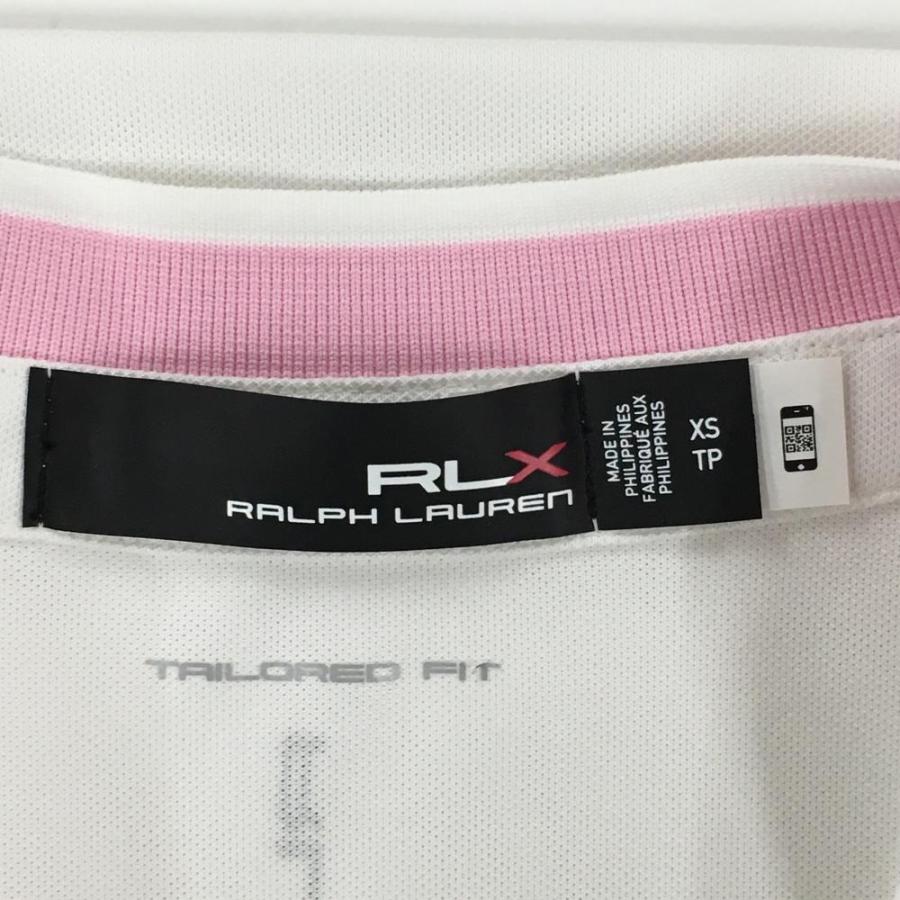 RLXラルフローレン 半袖ポロシャツ 白×ピンク スナップボタン