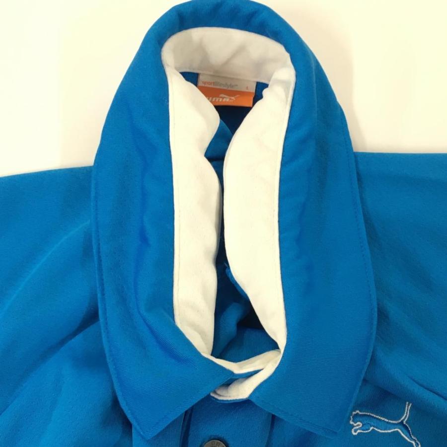 PUMA プーマ 半袖ポロシャツ ライトブルー 織生地 袖下メッシュ PUMA プーマ 半袖ポロシャツ ライトブルー 織生地 袖下メッシュ