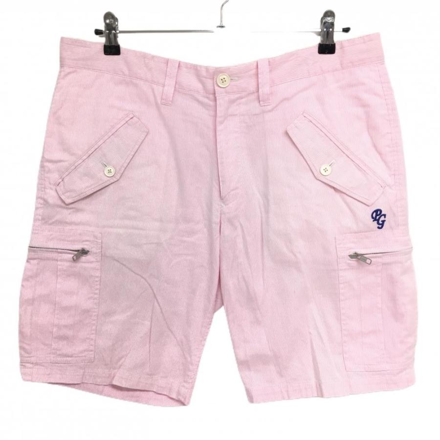 パーリーゲイツ カーゴハーフパンツ ピンク×白 細ストライプ パーリーゲイツ カーゴハーフパンツ ピンク×白 細ストライプ