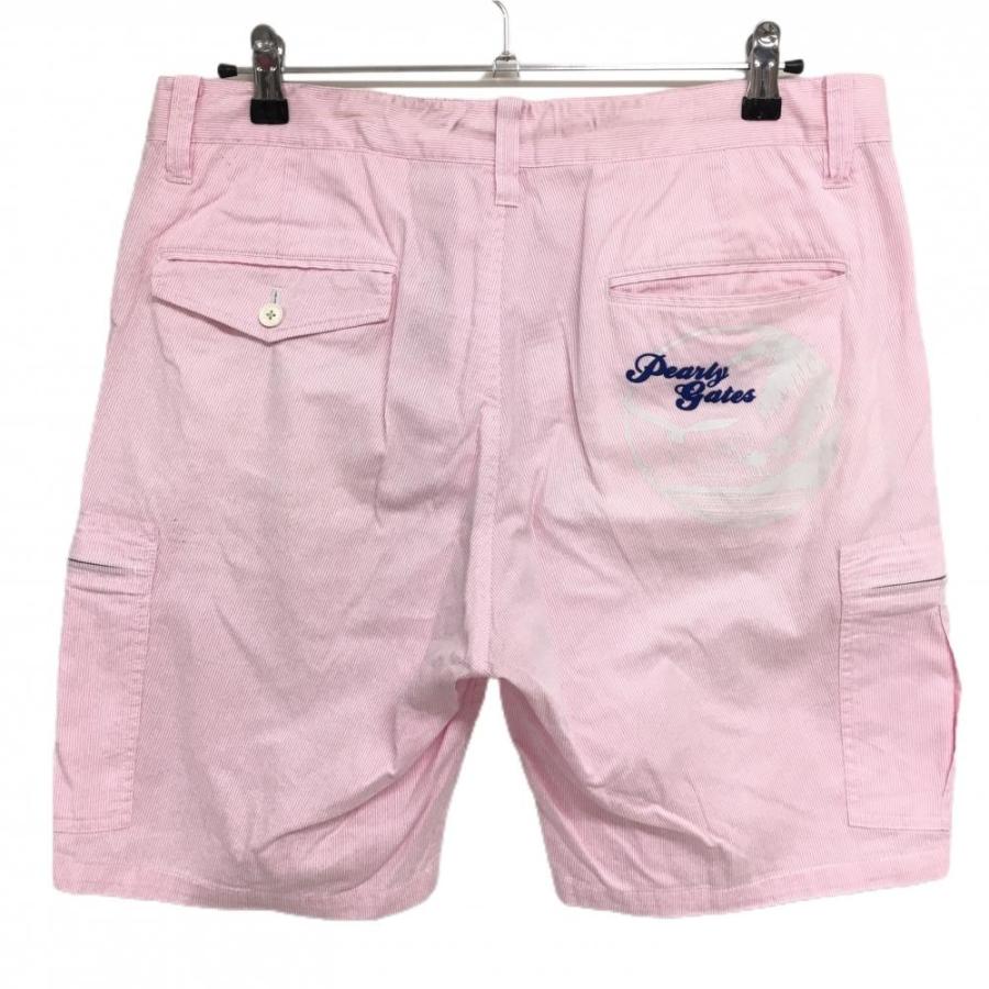 パーリーゲイツ カーゴハーフパンツ ピンク×白 細ストライプ パーリーゲイツ カーゴハーフパンツ ピンク×白 細ストライプ