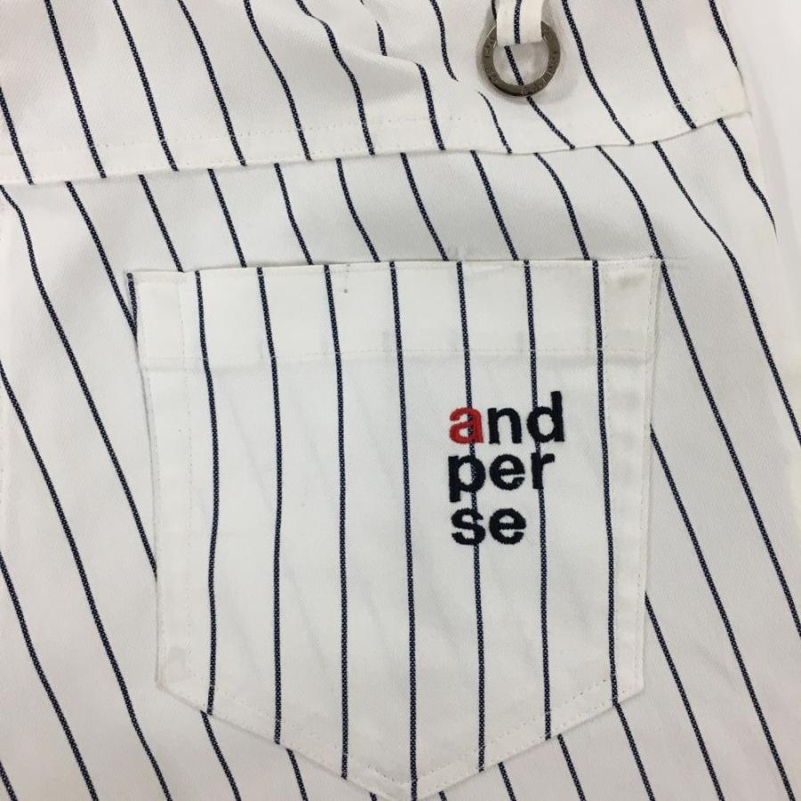 and per se アンパスィ パンツ 白×ネイビー ストライプ