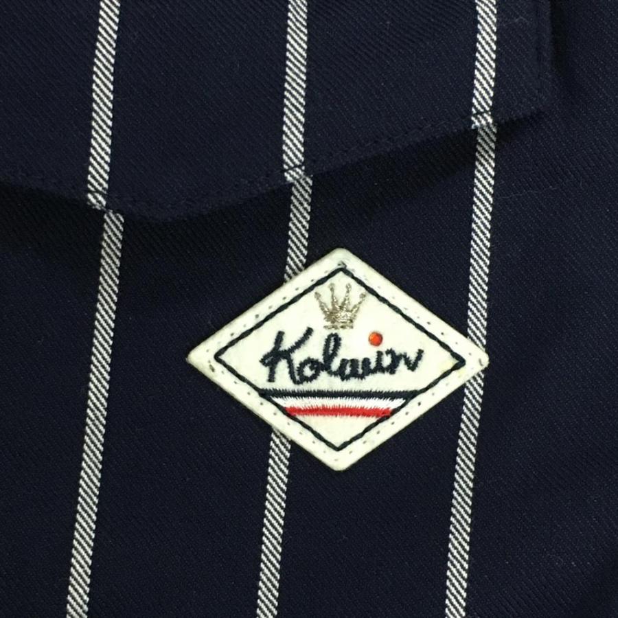 コルウィン スカート ネイビー×白 ストライプ ストレッチ 内側インナー