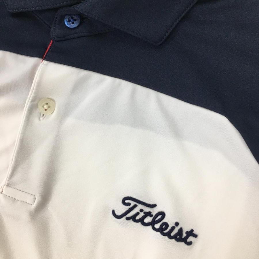 Titleist（タイトリスト） 半袖ポロシャツ 白×ネイビー バイカラー 胸