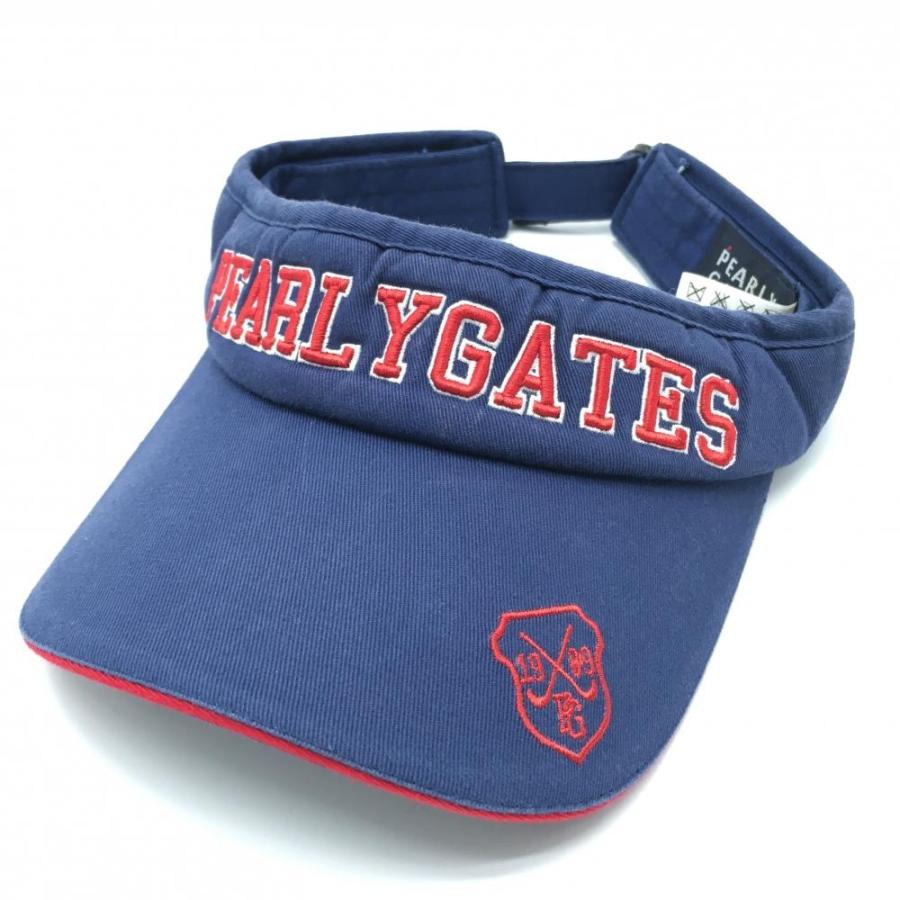 PEARLY GATES パーリーゲイツ サンバイザー ネイビー×レッド コットン