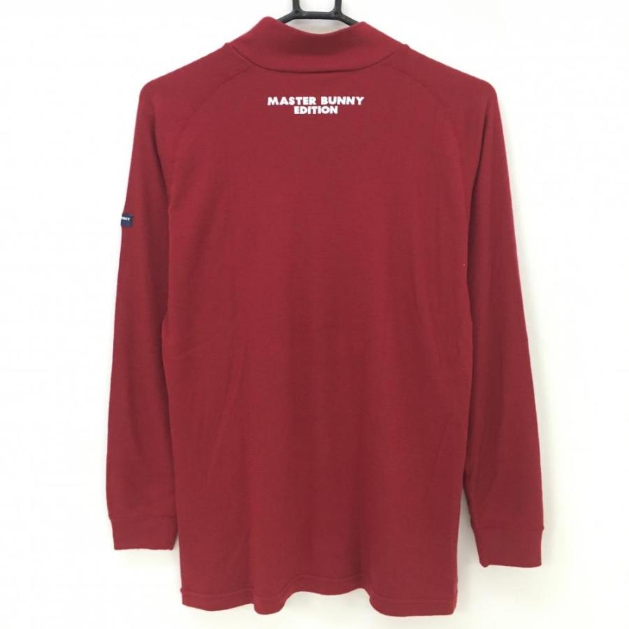 マスターバニー 長袖ハイネックシャツ ボルドー ロゴネイビー レーヨン