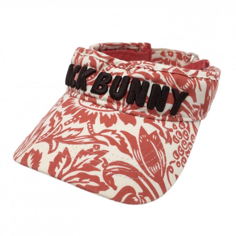 Jack Bunny!! ジャックバニー サンバイザー 白×レッド 総柄 立体ロゴ  