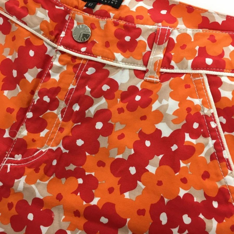 23区スポーツ 七分丈パンツ レッド×オレンジ 花柄 レディース 67
