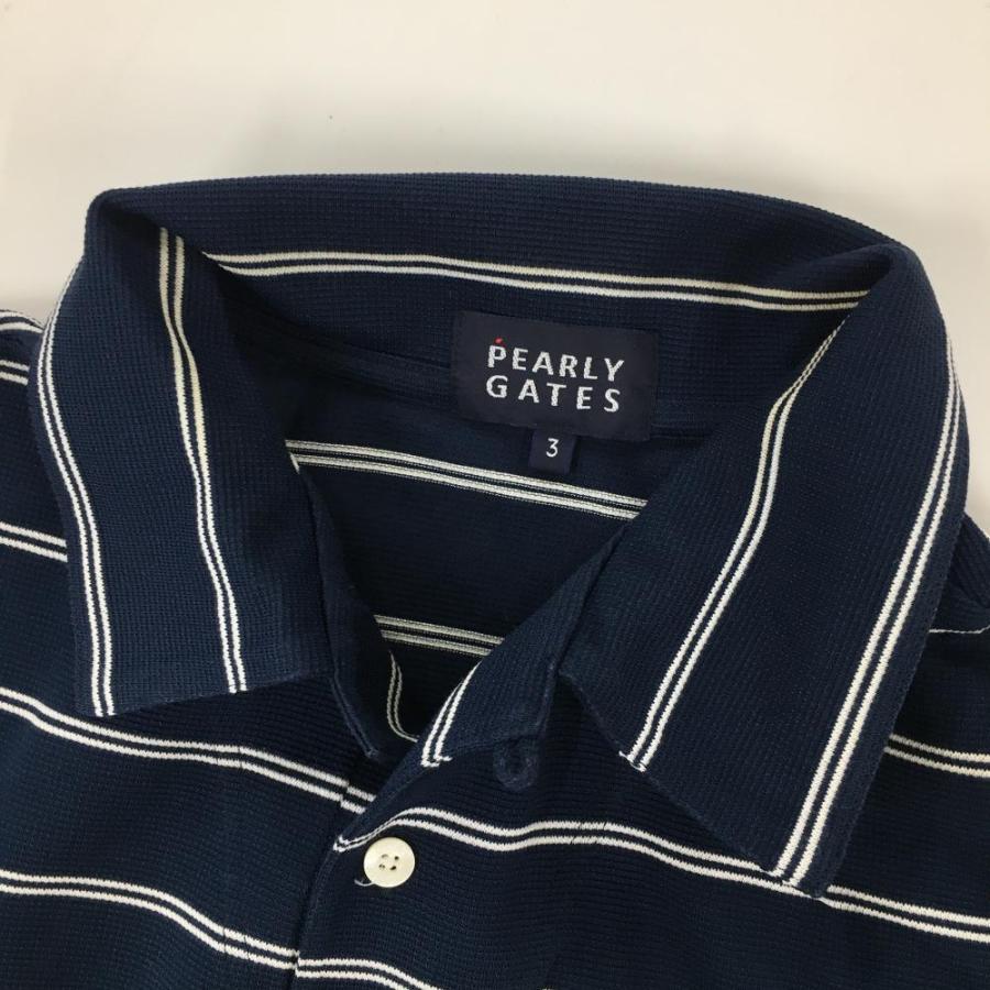 PEARLY GATES（パーリーゲイツ） 半袖ポロシャツ ネイビー×白 ボーダー