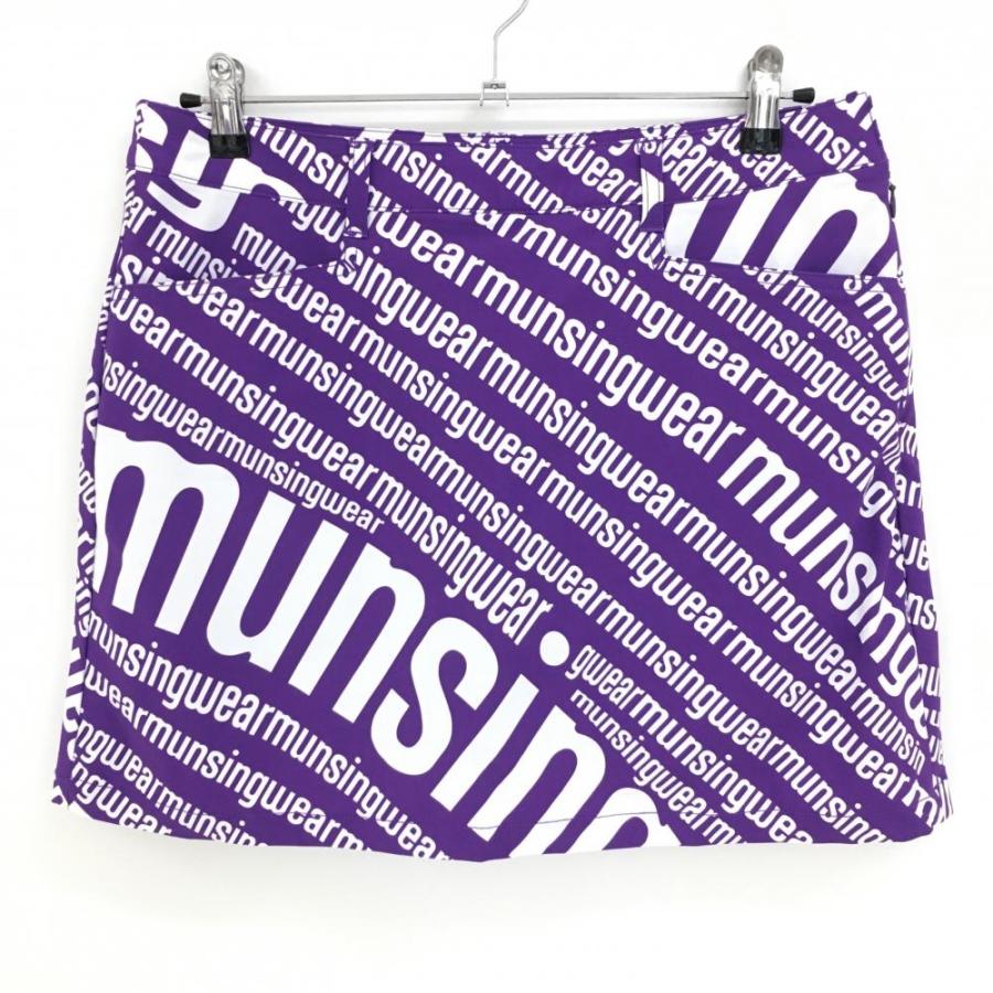 Munsingwear（マンシングウェア） スカート パープル×白 ロゴ総柄 内側