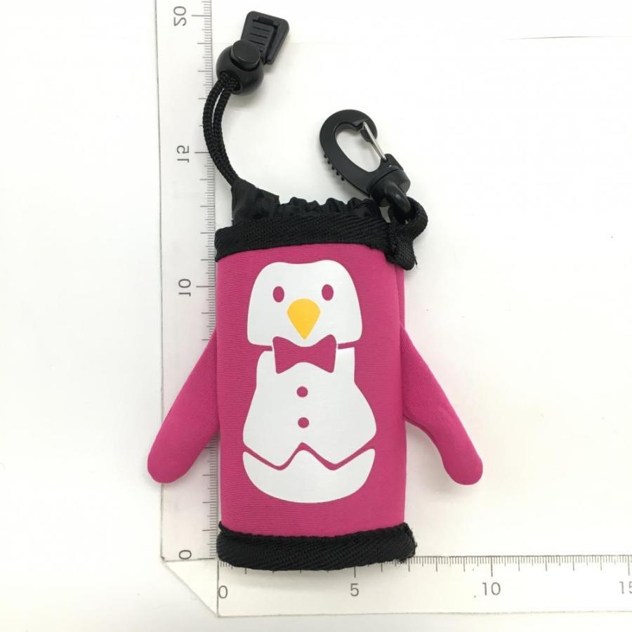 極美品　Munsingwear　ペンギン総柄　ワンピース　吸汗速乾素材　ゴルフ マンシングウェア ボールホルダー ピンク×黒 ペンギン カラビナ付き