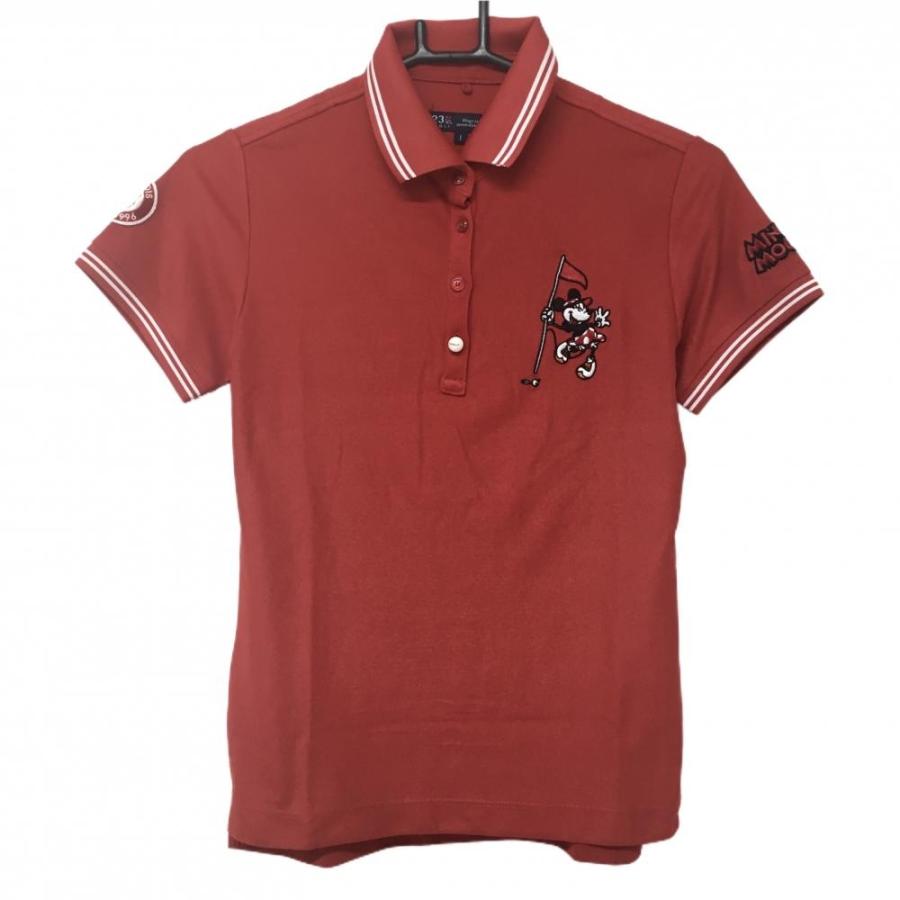 23区GOLF 【美品】23区ゴルフ×Disney 半袖ポロシャツ レッド×白 ミニー