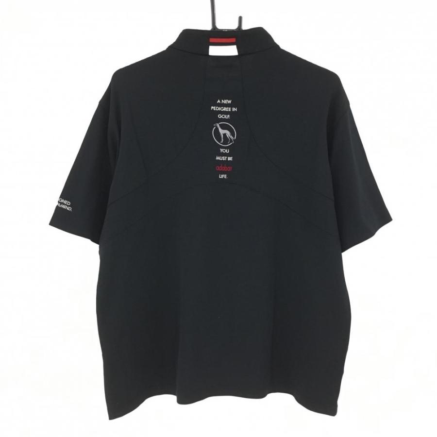 アダバット 半袖ハイネックシャツ 黒×白 ハーフジップ メンズ 50(XL