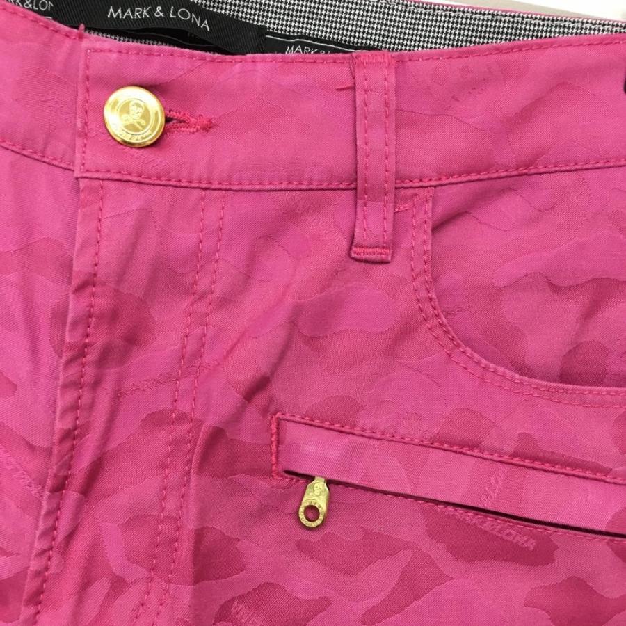 美品】マークアンドロナ パンツ ピンク 地模様 カモフラ スカル 迷彩